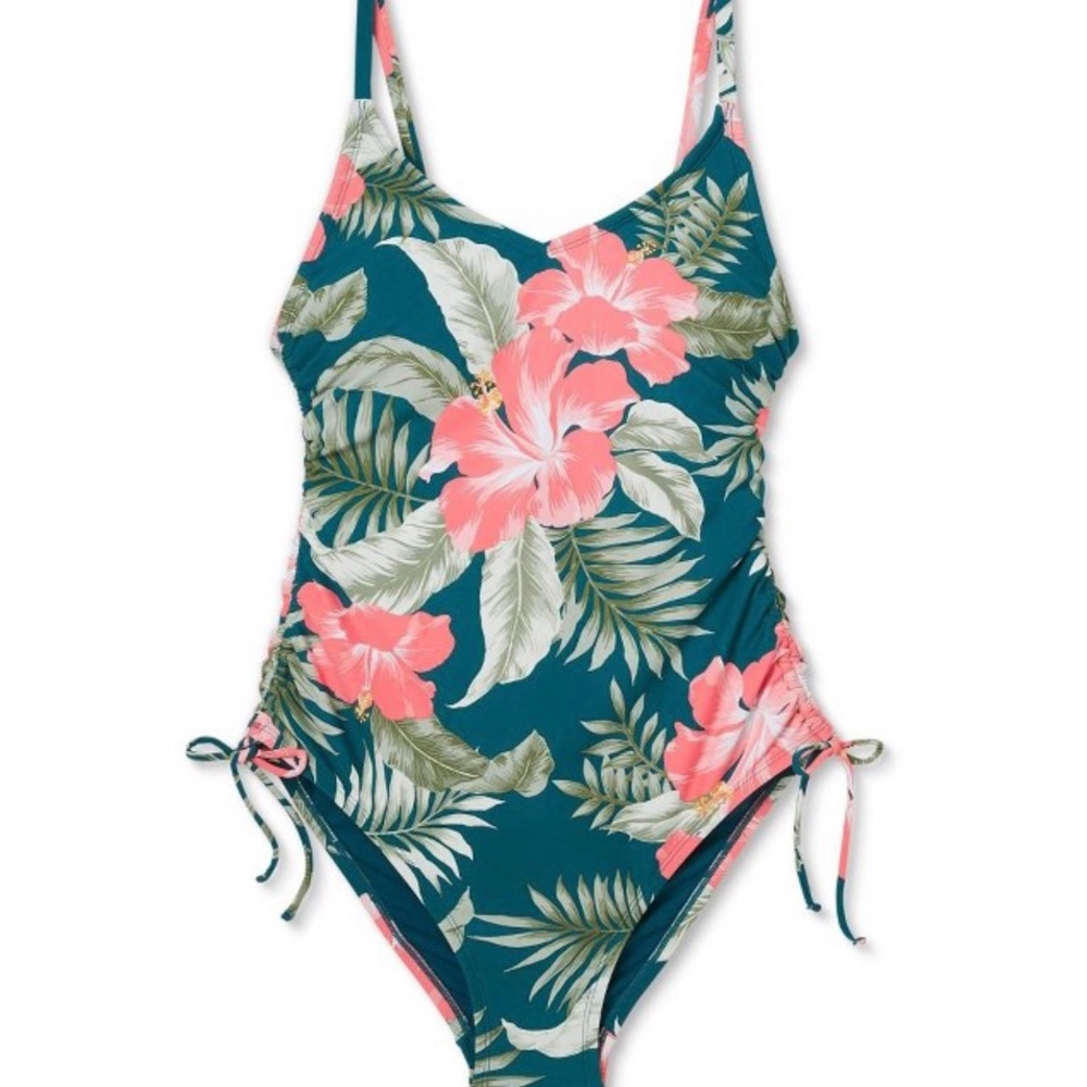Floral one piece swim suite never worn size L